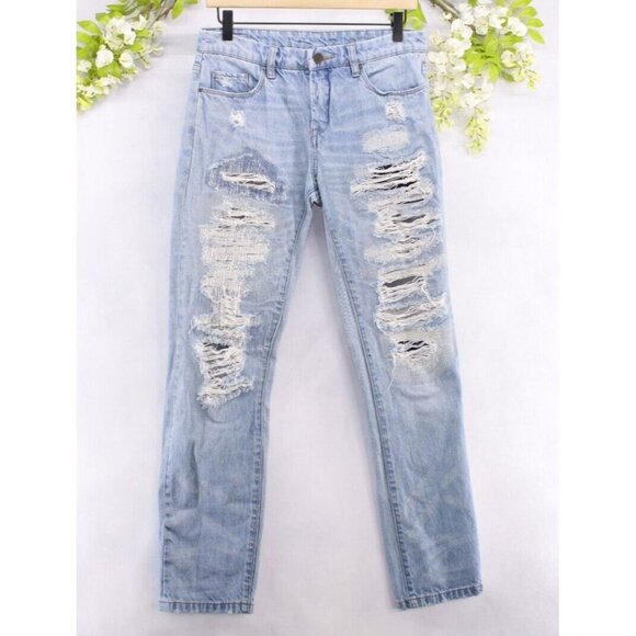 BlankNYC Women's Skinny Jeans Classique Distressed Medium Wash Size 27x30 - Picture 1 of 6